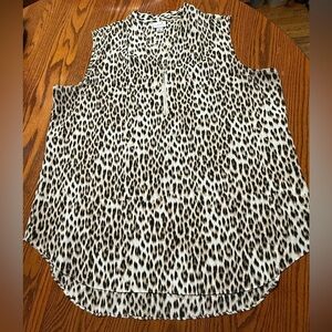 Jaclyn Smith Leopard Print Sleeveless Top V Neck With Zipper XXL